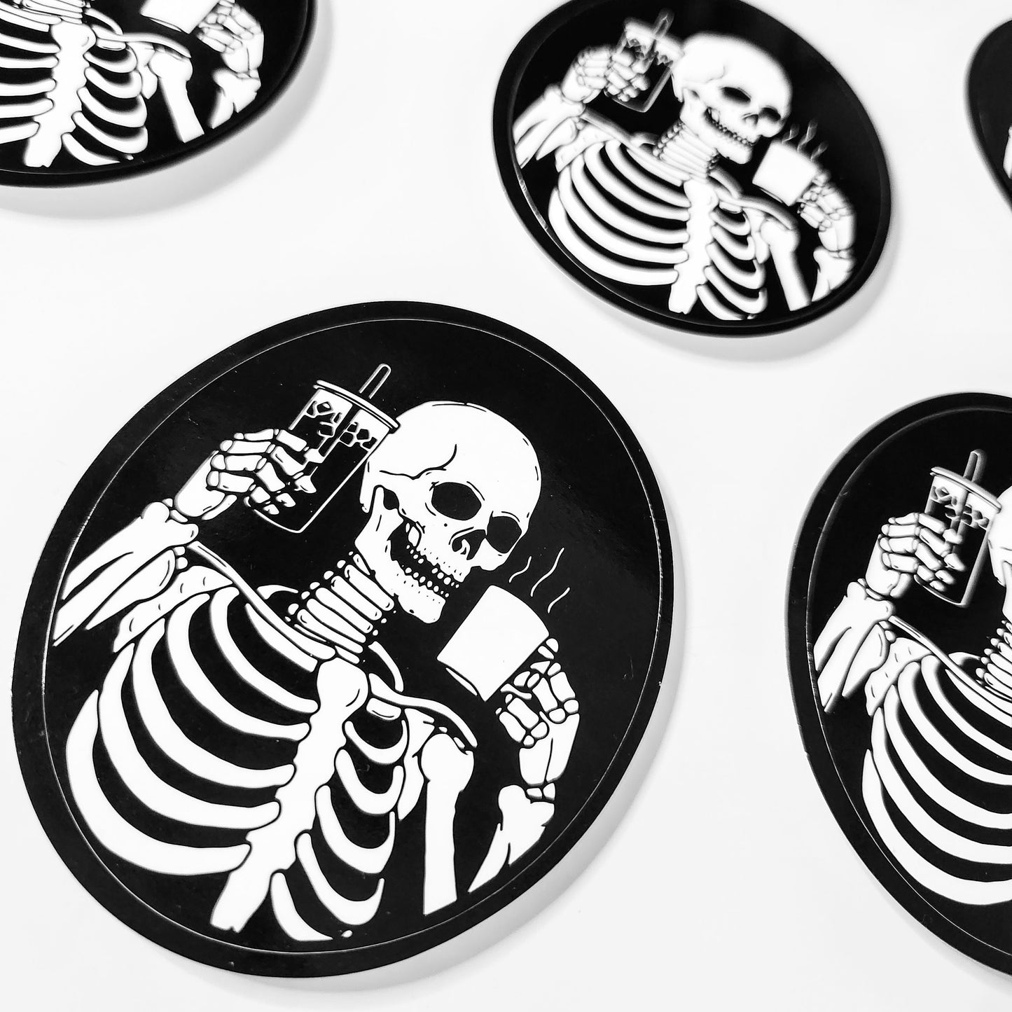 Coffee Addict Sticker - Skeleton Coffee & Iced Coffee Stickers - Coffee Themed Sticker