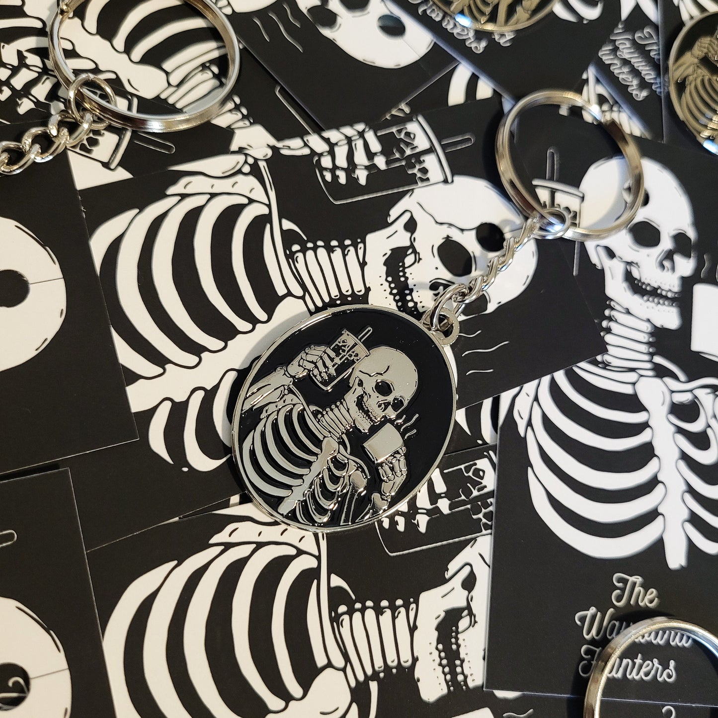 Coffee Addict Keychain - Skeleton Coffee & Iced Coffee Keychain
