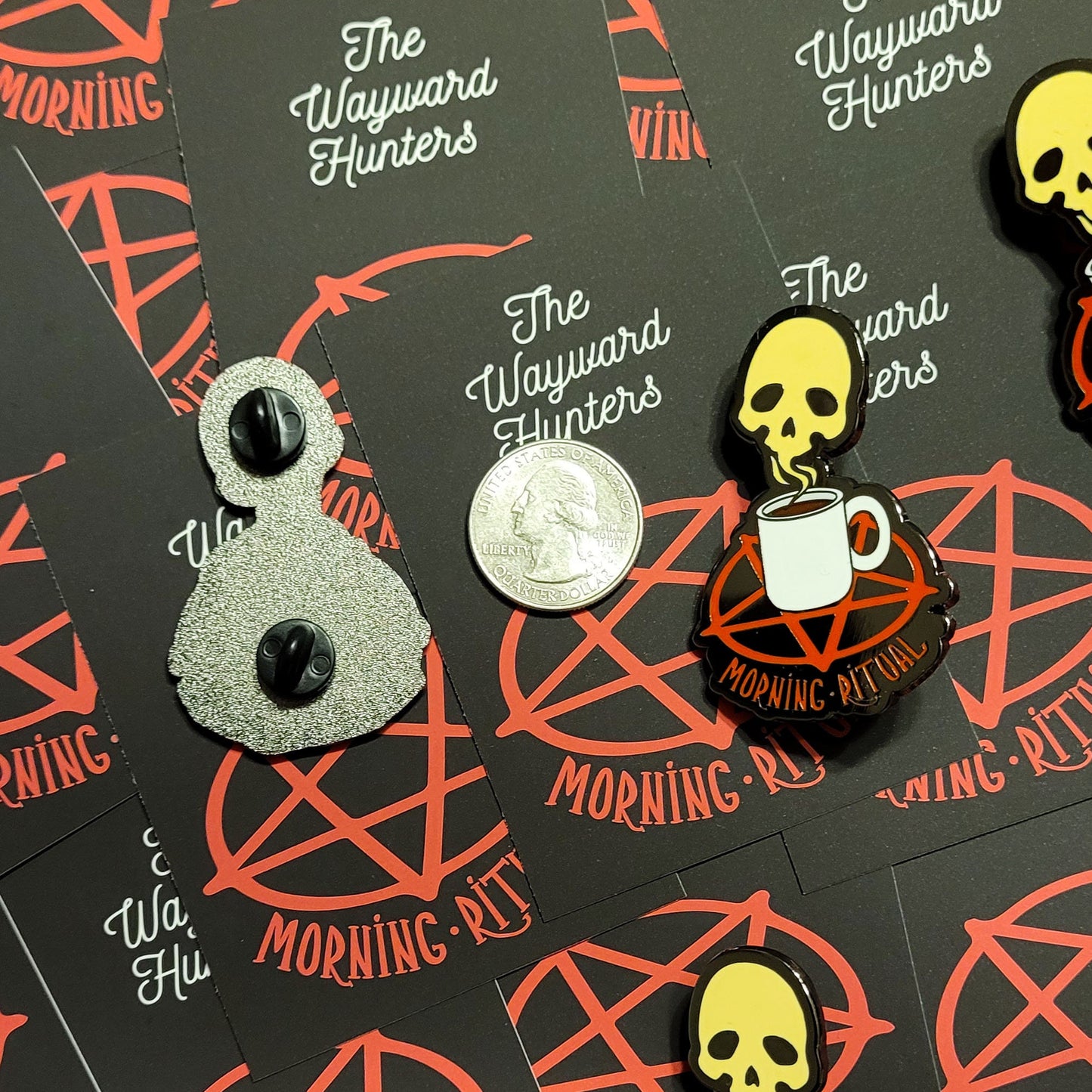 Morning Ritual - Coffee Skull Pin - Hard Enamel Lapel Pin - Coffee Pin