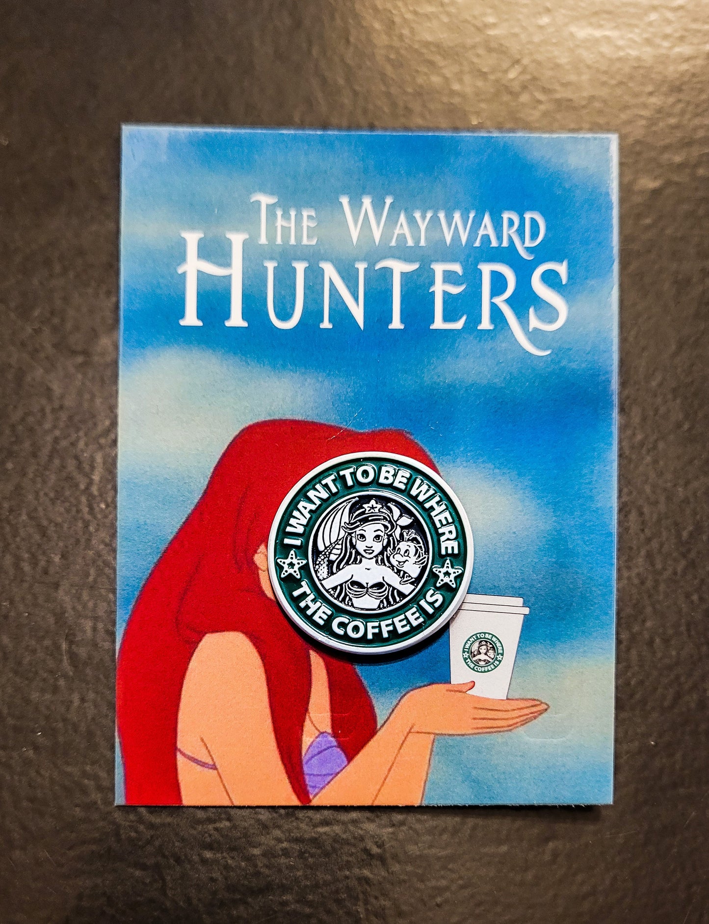 Mermaid I wanna be where the coffee is | Little Mermaid Starbucks inspired pin | Cute Coffee Pin