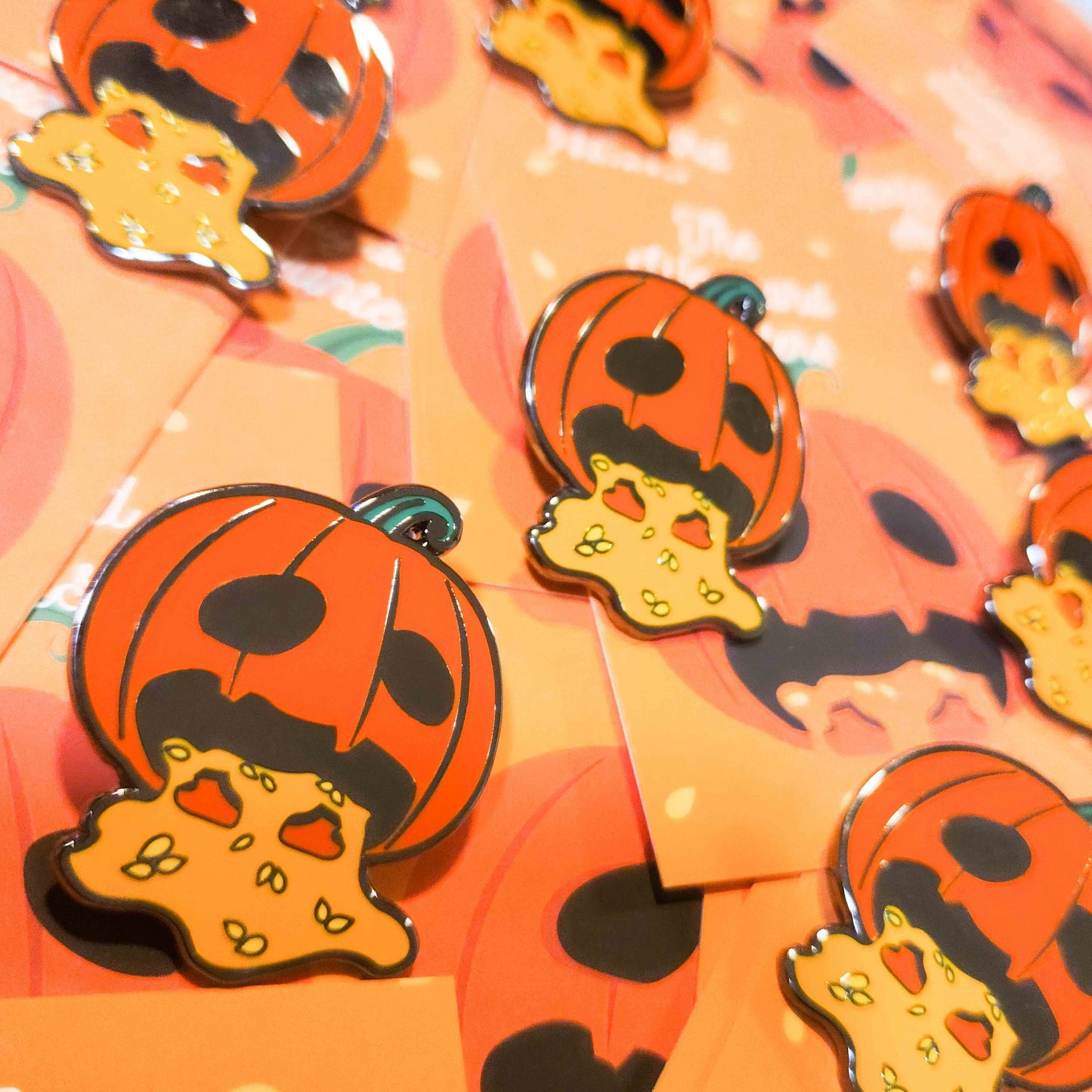 Halloween Pumpkin Guts lapel Pin- Quirky Pumpkin Guts Lapel Pin - Halloween Humor Hard Enamel Pin