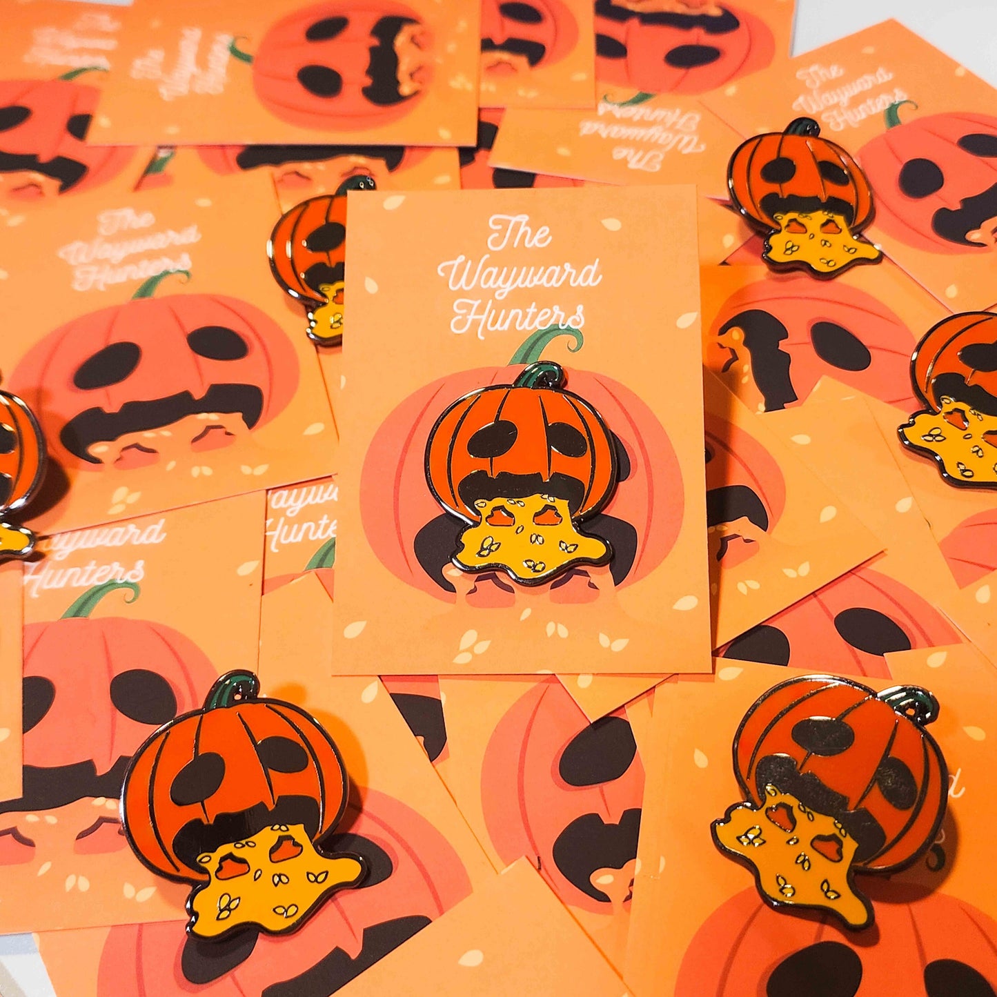 Halloween Pumpkin Guts lapel Pin- Quirky Pumpkin Guts Lapel Pin - Halloween Humor Hard Enamel Pin