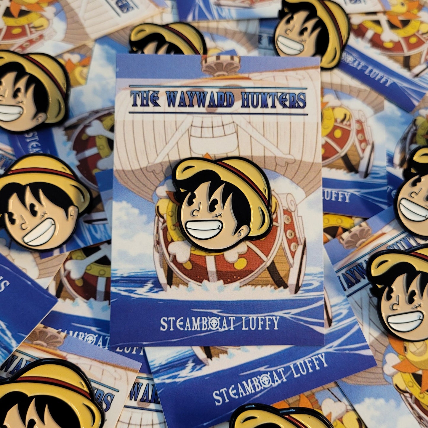Steamboat Luffy Pin - One Piece X Steamboat Willie Inspired Anime Lapel Pin