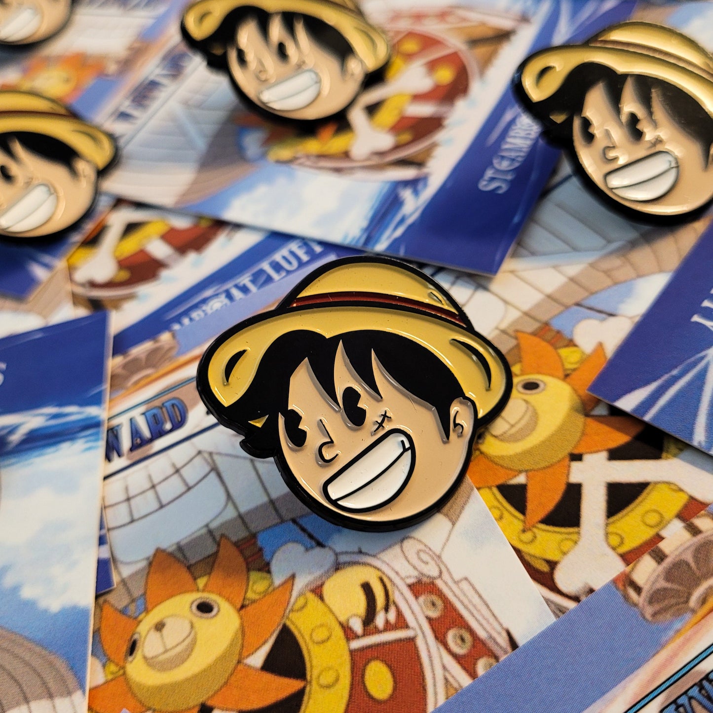 Steamboat Luffy Pin - One Piece X Steamboat Willie Inspired Anime Lapel Pin