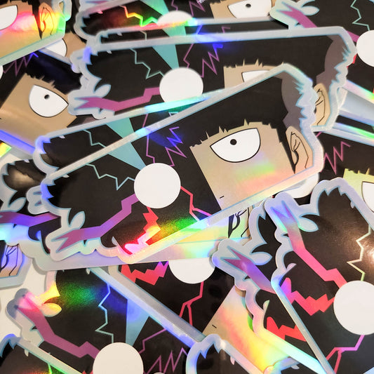 2 Psychic Boy Anime Inspired Holographic Stickers - Psycho Helmet Leader - Psycho Powers Boy Holo Sticker - 2 Stickers