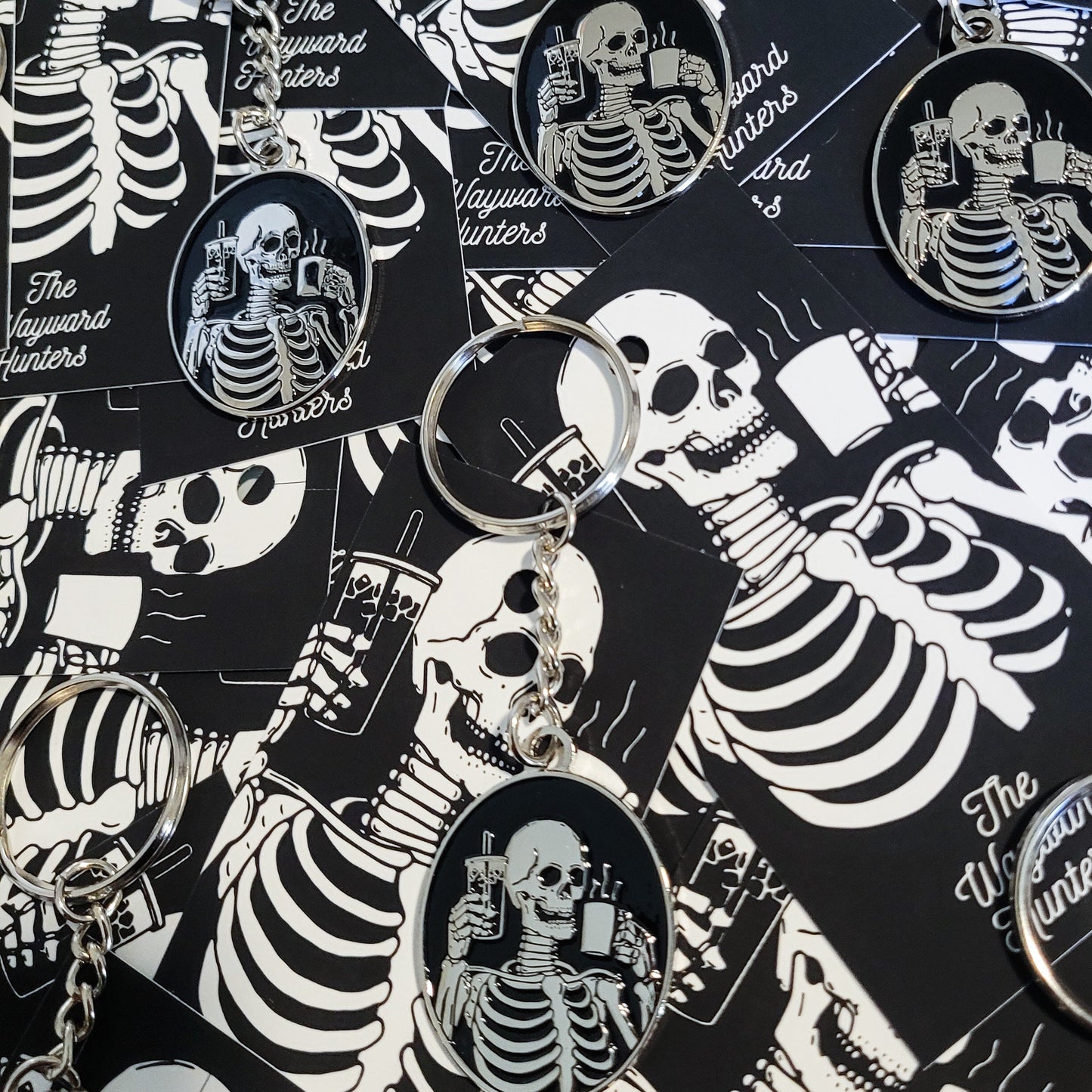 Coffee Addict Keychain - Skeleton Coffee & Iced Coffee Keychain