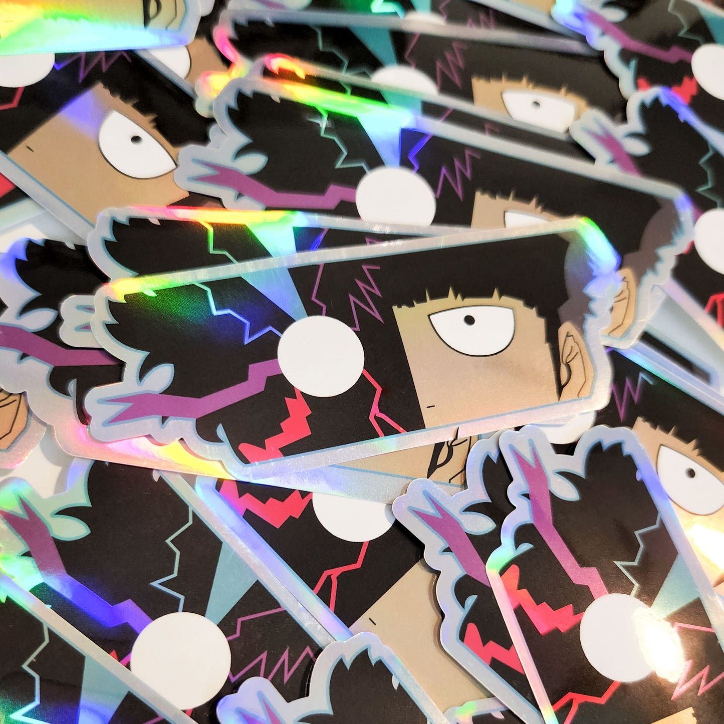 2 Psychic Boy Anime Inspired Holographic Stickers - Psycho Helmet Leader - Psycho Powers Boy Holo Sticker - 2 Stickers