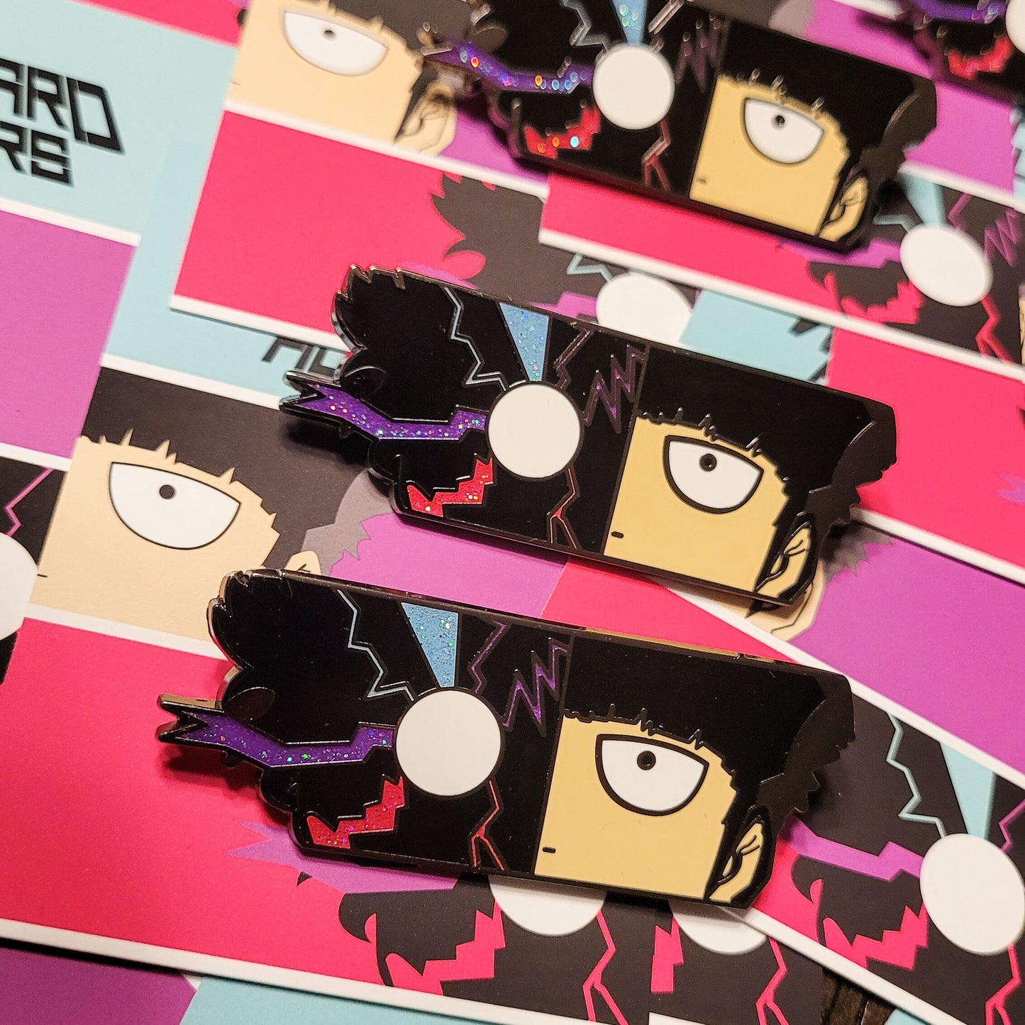 Psychic Boy Anime Inspired Hard Enamel Pin - Psycho Helmet Leader - Psycho Powers Boy Glitter Enamel Pin
