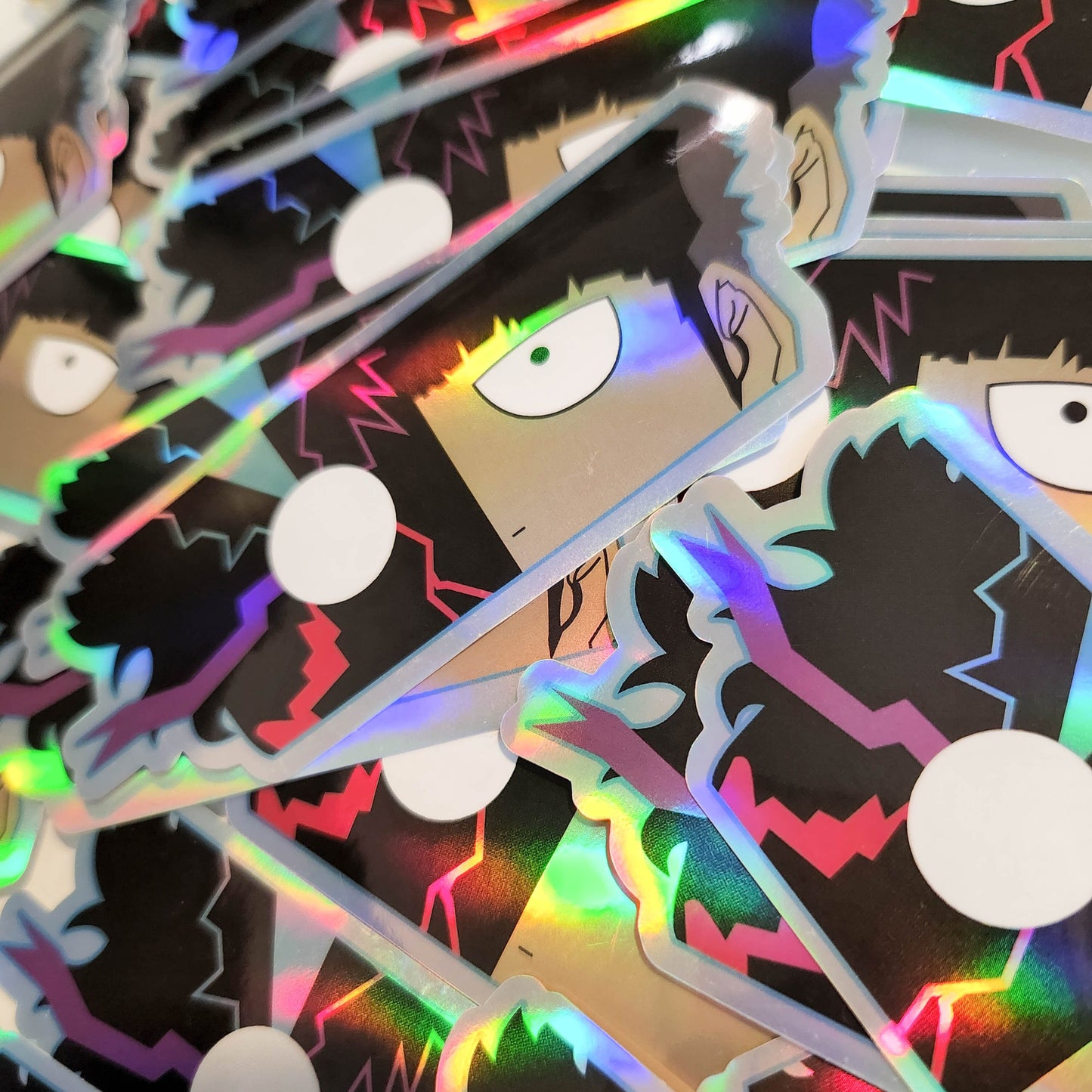 2 Psychic Boy Anime Inspired Holographic Stickers - Psycho Helmet Leader - Psycho Powers Boy Holo Sticker - 2 Stickers