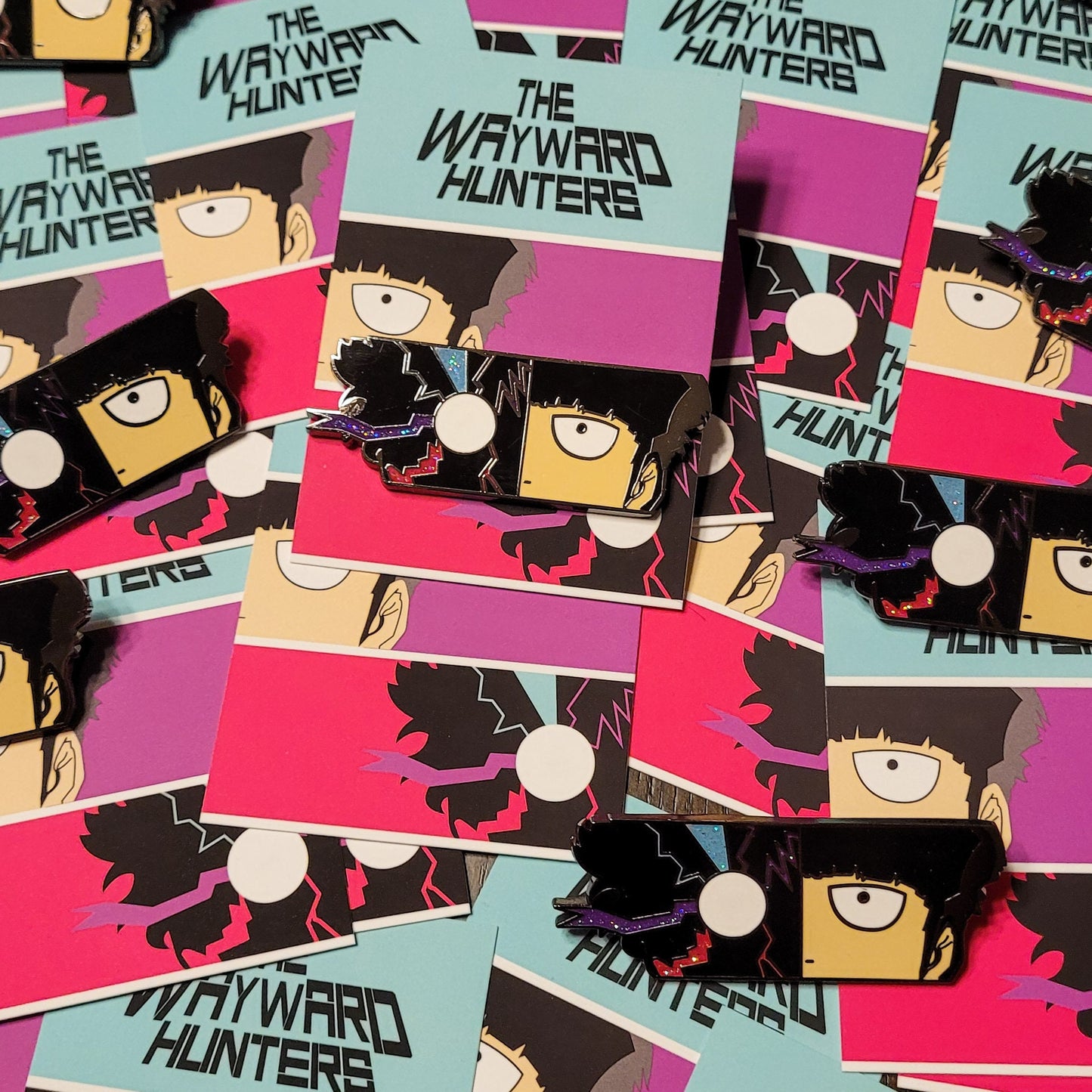 Psychic Boy Anime Inspired Hard Enamel Pin - Psycho Helmet Leader - Psycho Powers Boy Glitter Enamel Pin