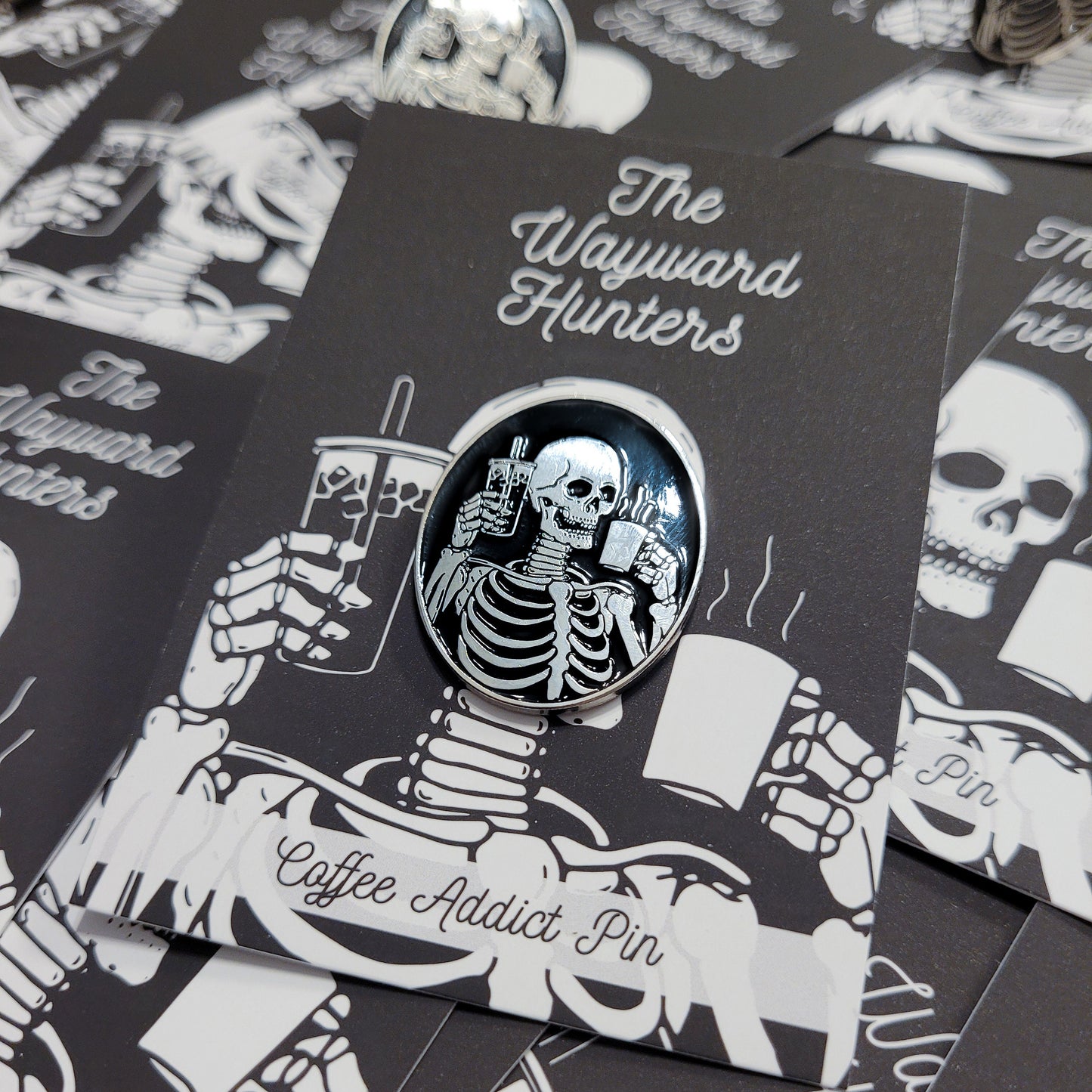 Coffee Addict Pin - Skeleton Coffee & Iced Coffee Enamel Pin
