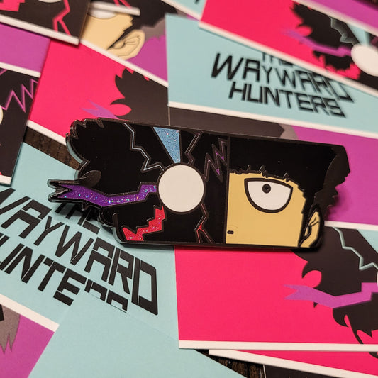 Psychic Boy Anime Inspired Hard Enamel Pin - Psycho Helmet Leader - Psycho Powers Boy Glitter Enamel Pin