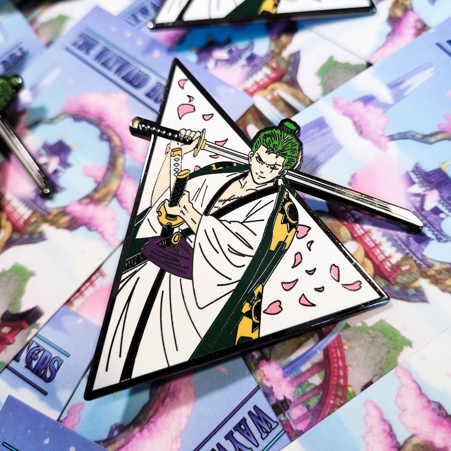 Pirate Hunter - Anime Manga Cute Enamel Pins - World's greatest swordsman - Anime Pirates - Moss head lapel pin