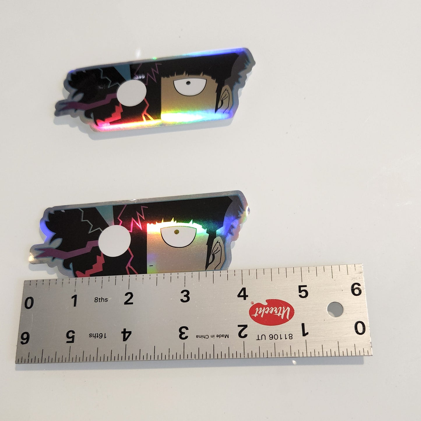 2 Psychic Boy Anime Inspired Holographic Stickers - Psycho Helmet Leader - Psycho Powers Boy Holo Sticker - 2 Stickers