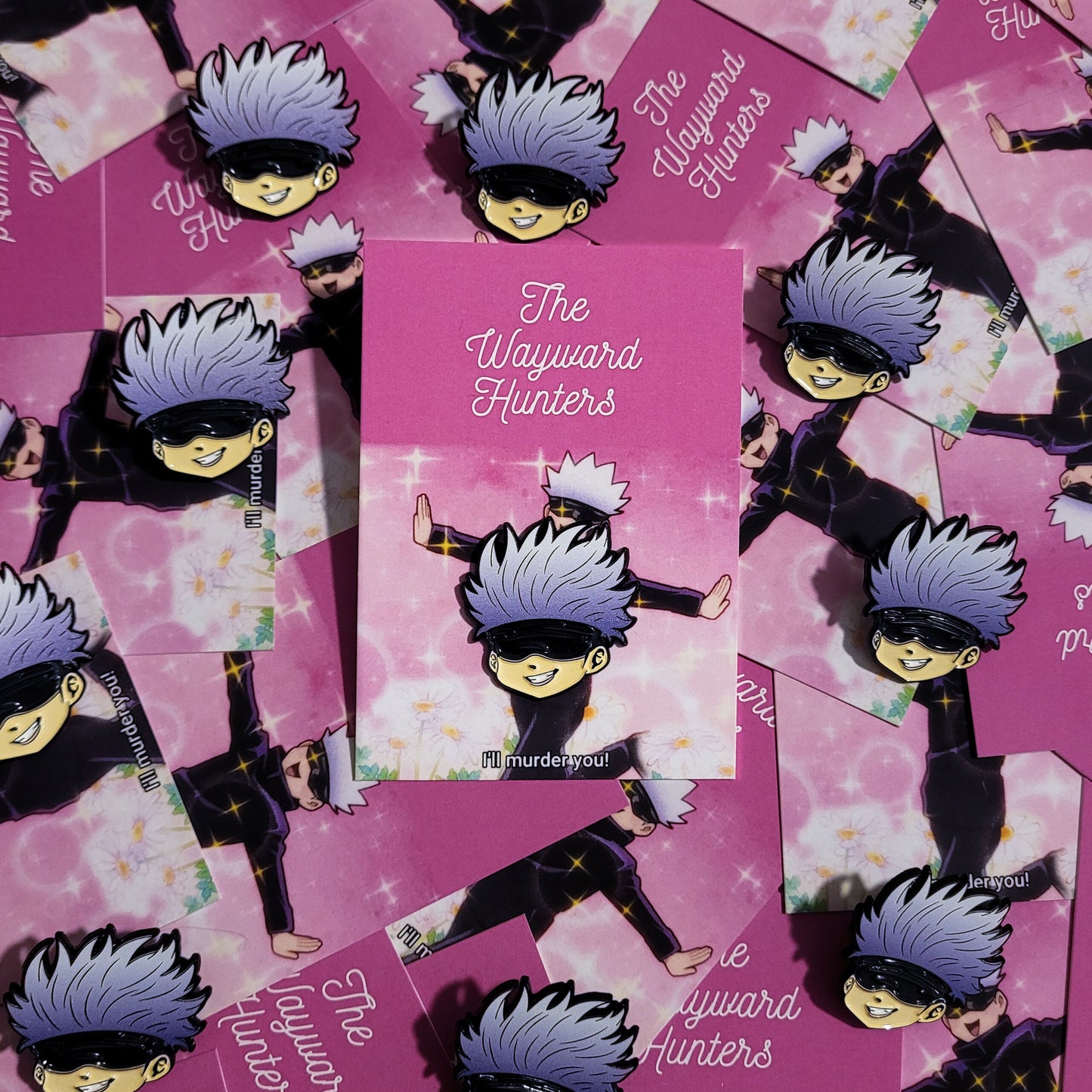 Blind Anime Sorcerer - Powerful White Haired Teacher - Anime Manga Cute Enamel Pins
