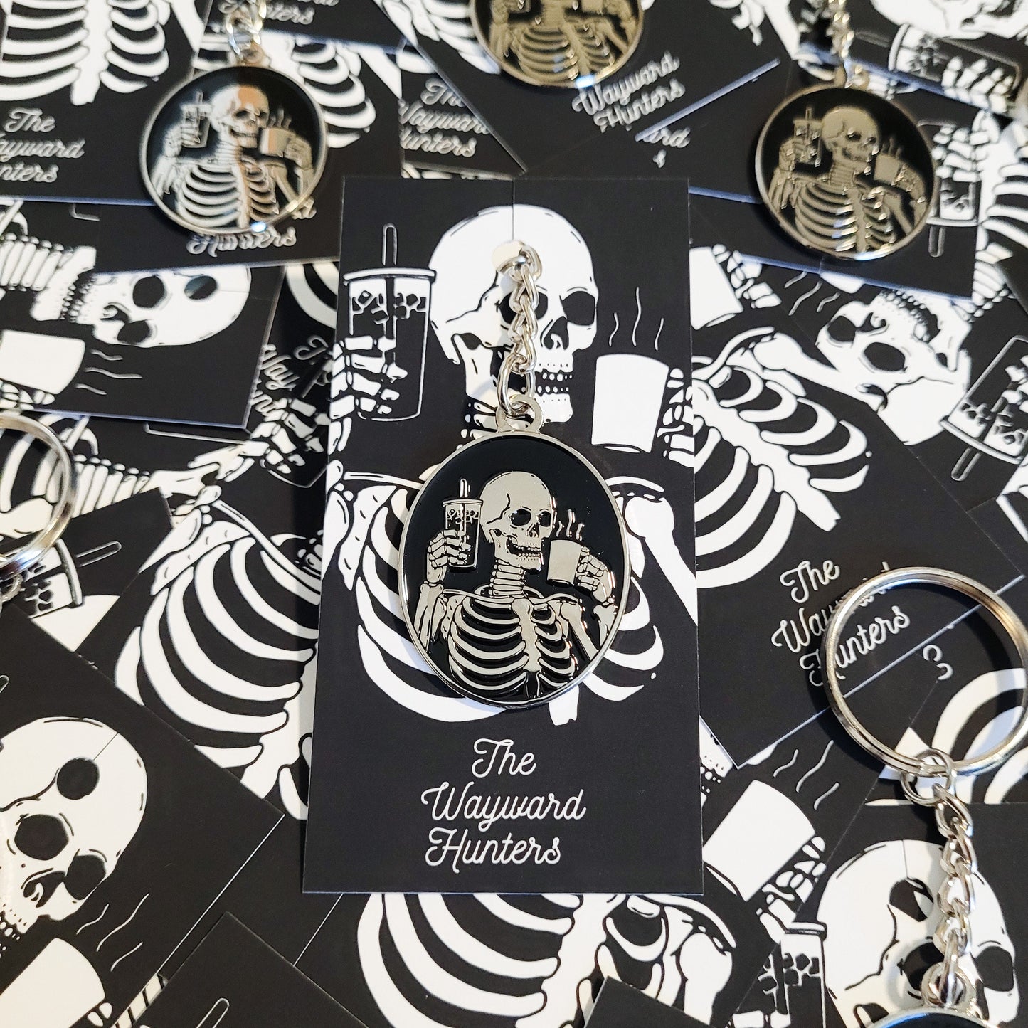 Coffee Addict Keychain - Skeleton Coffee & Iced Coffee Keychain