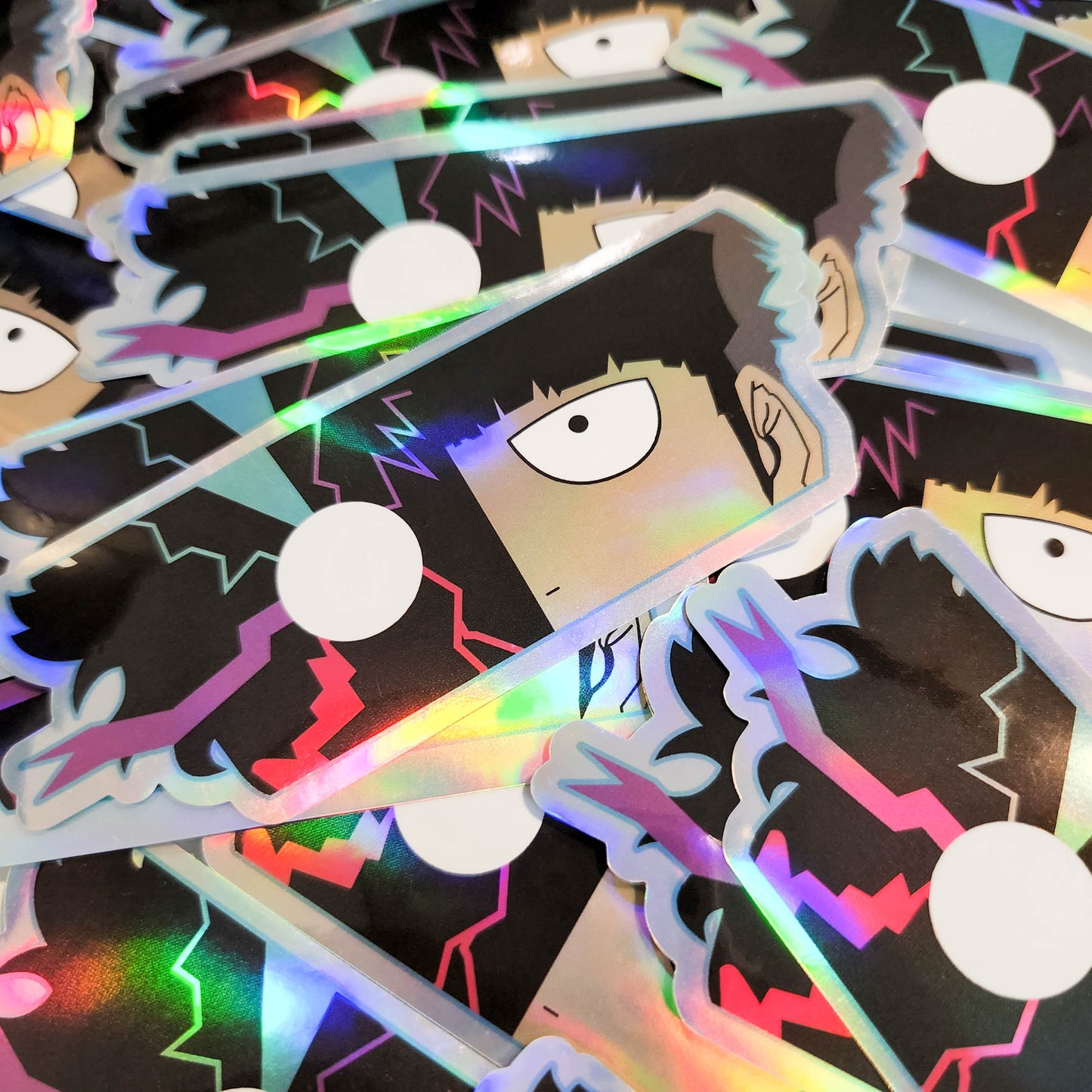 2 Psychic Boy Anime Inspired Holographic Stickers - Psycho Helmet Leader - Psycho Powers Boy Holo Sticker - 2 Stickers