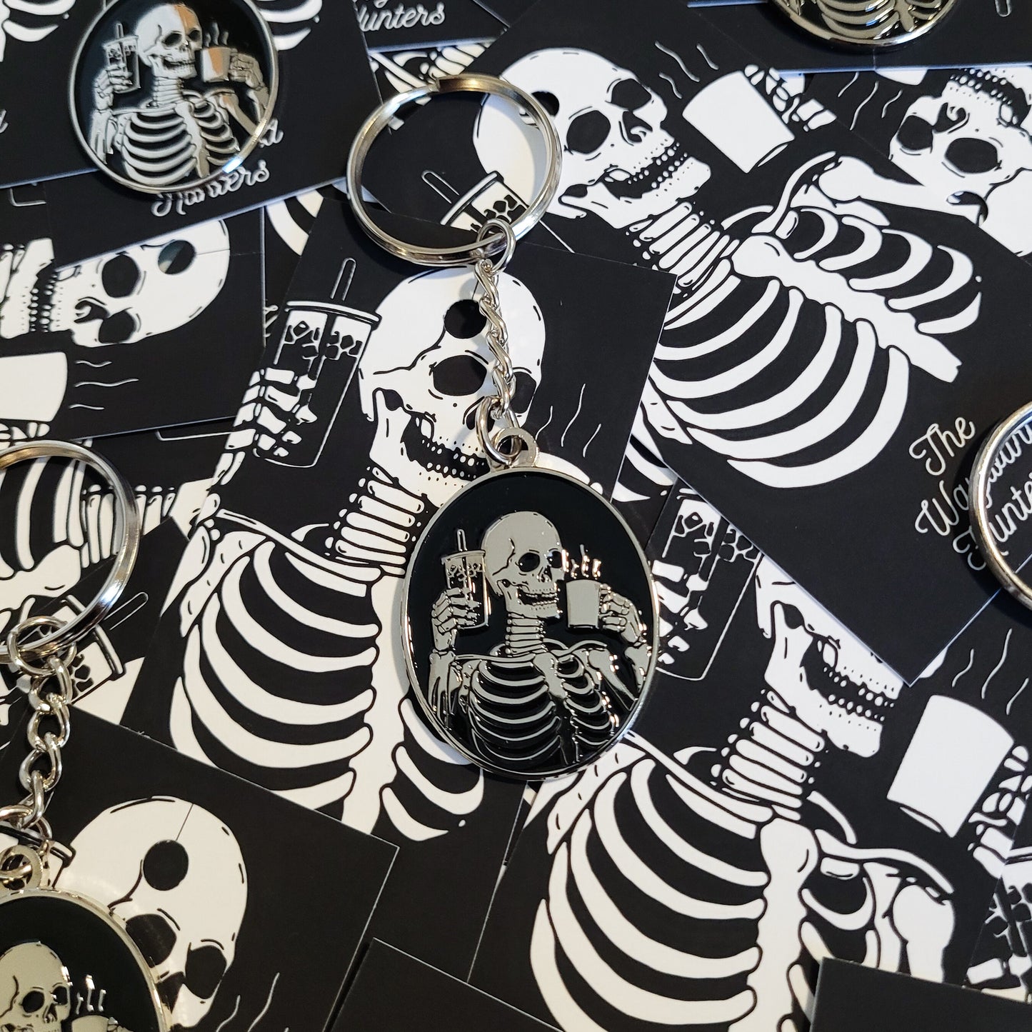 Coffee Addict Keychain - Skeleton Coffee & Iced Coffee Keychain