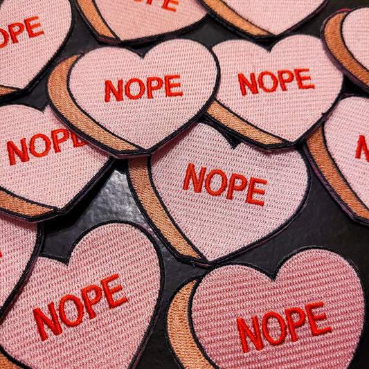 Valentine's Day Candy Nope Heart Patch - Anti Valentine's Day Iron On Patch