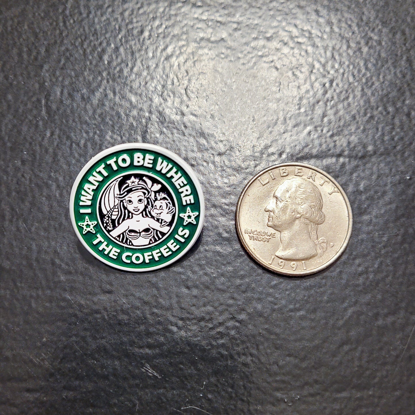 Mermaid I wanna be where the coffee is | Little Mermaid Starbucks inspired pin | Cute Coffee Pin