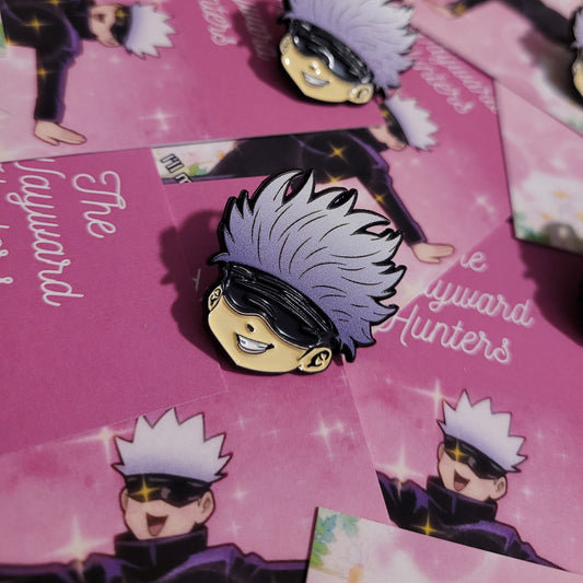 Blind Anime Sorcerer - Powerful White Haired Teacher - Anime Manga Cute Enamel Pins