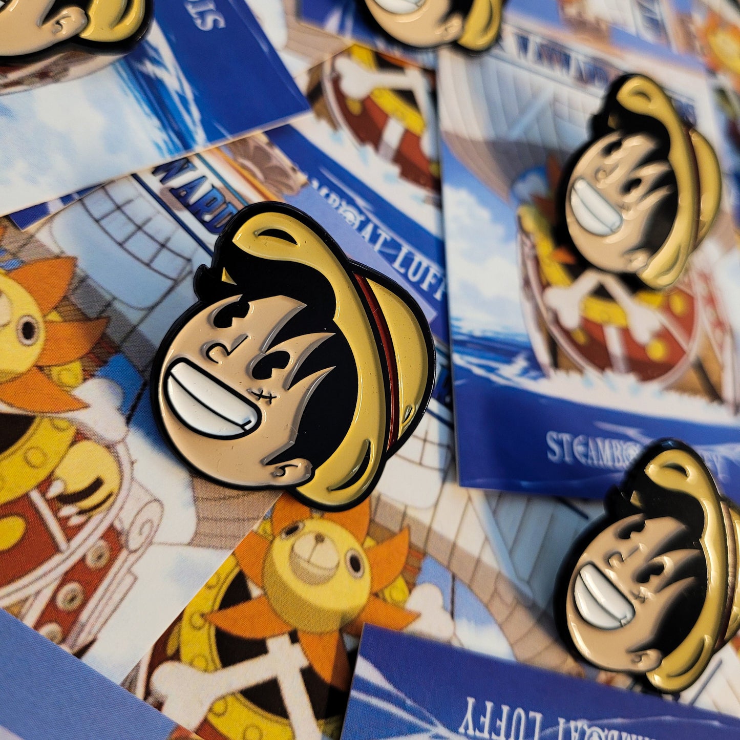 Steamboat Luffy Pin - One Piece X Steamboat Willie Inspired Anime Lapel Pin