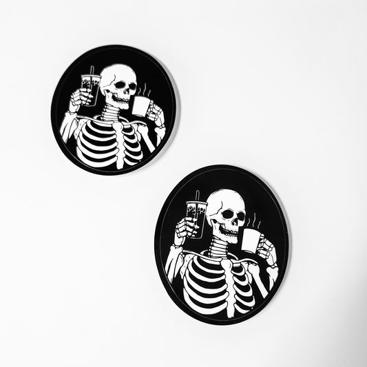Coffee Addict Sticker - Skeleton Coffee & Iced Coffee Stickers - Coffee Themed Sticker
