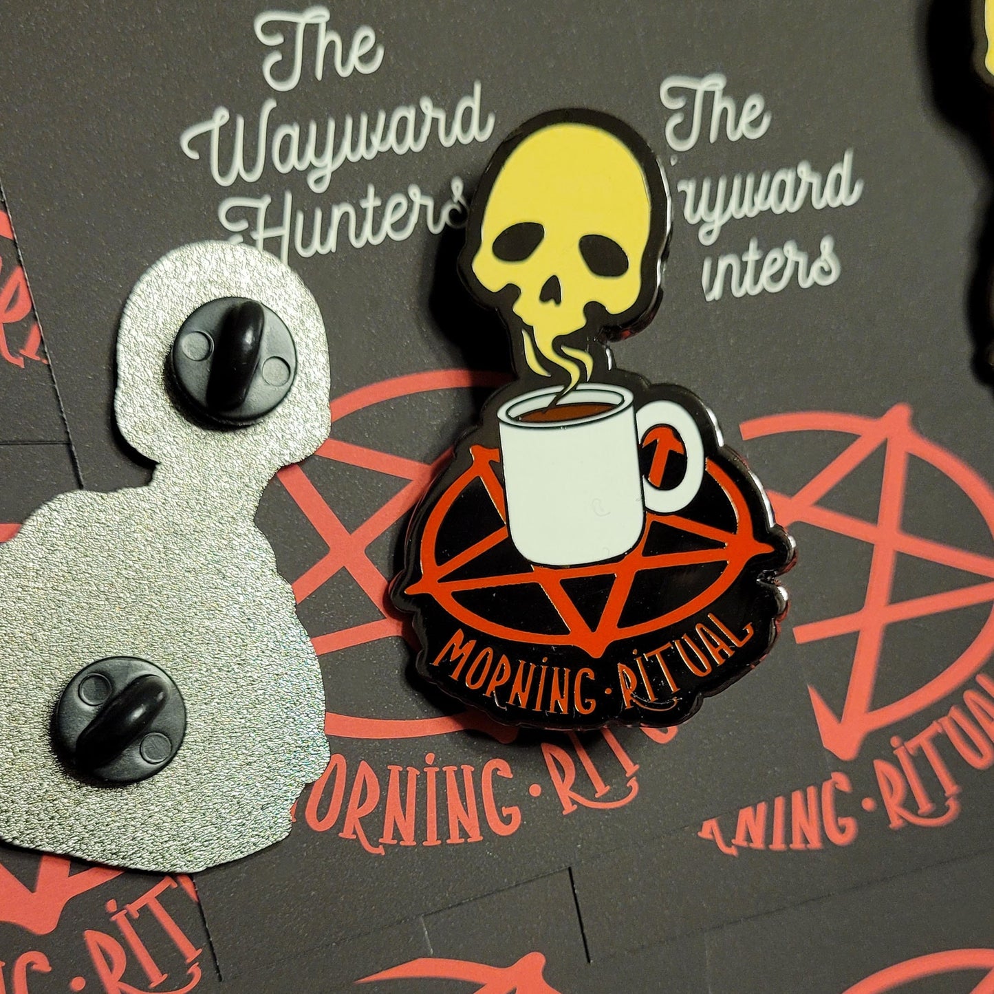 Morning Ritual - Coffee Skull Pin - Hard Enamel Lapel Pin - Coffee Pin