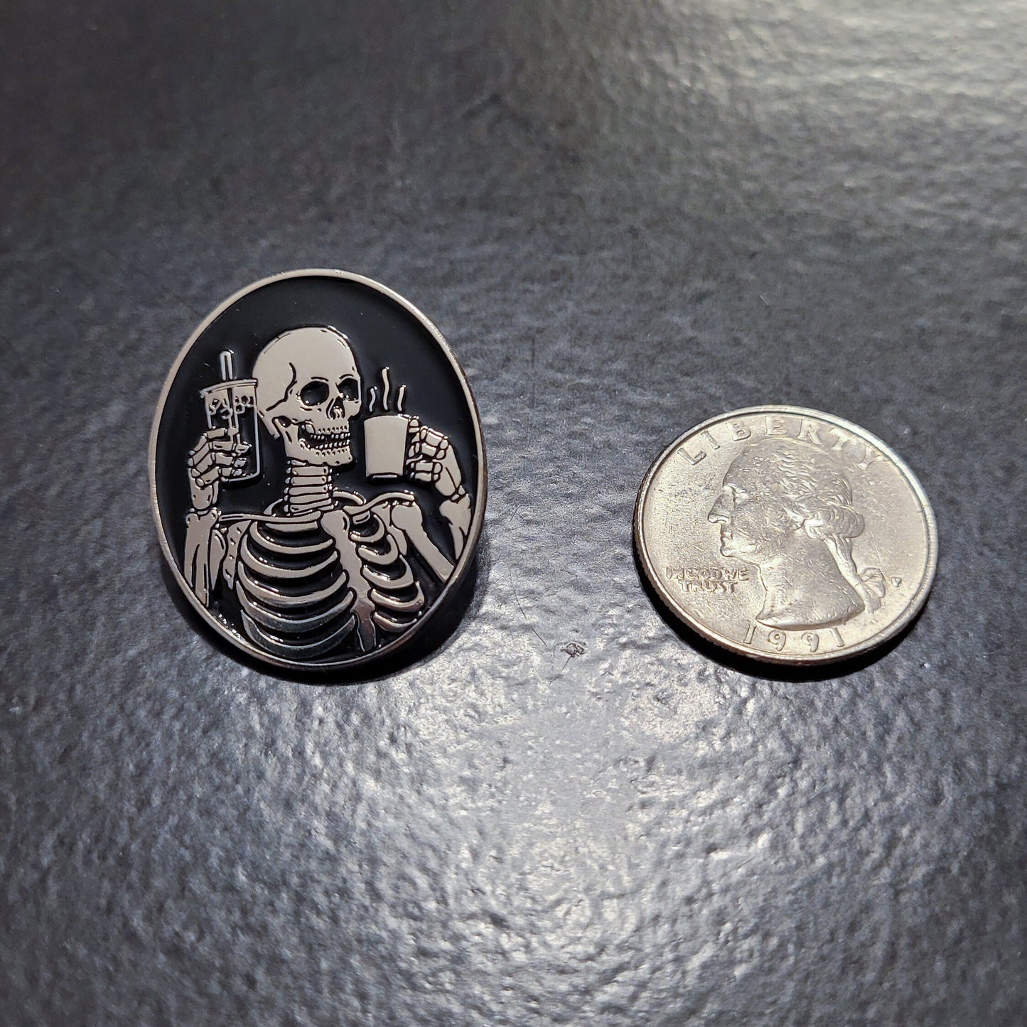 Coffee Addict Pin - Skeleton Coffee & Iced Coffee Enamel Pin