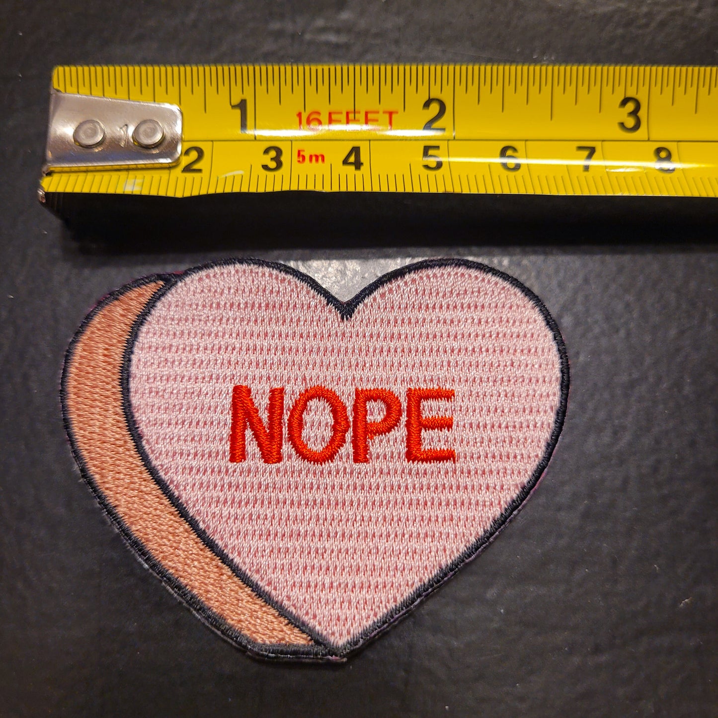 Valentine's Day Candy Nope & Go Away Heart Pin and Patch - Anti Valentine's Day Combo Enamel Pin and Patch Set