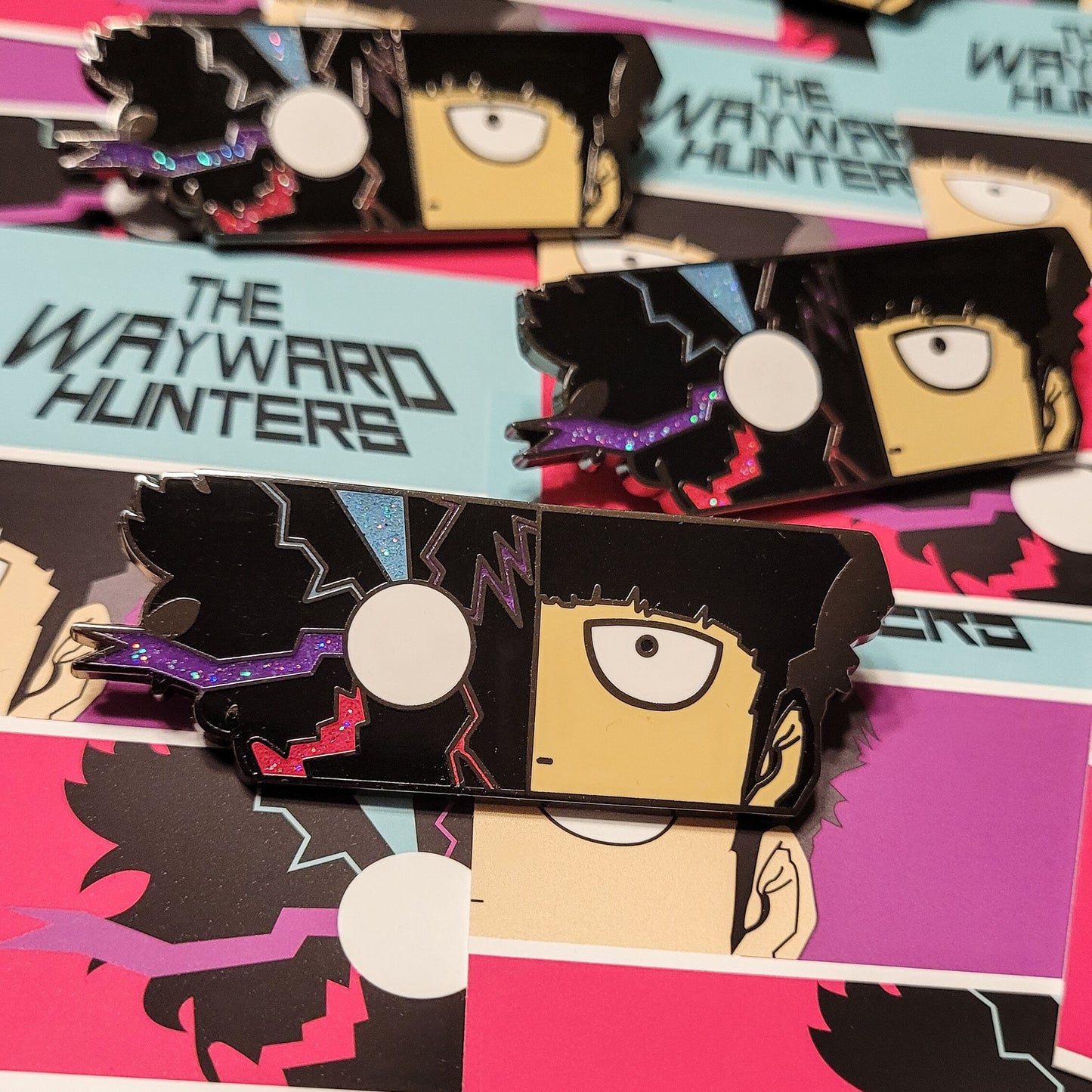 Psychic Boy Anime Inspired Hard Enamel Pin - Psycho Helmet Leader - Psycho Powers Boy Glitter Enamel Pin