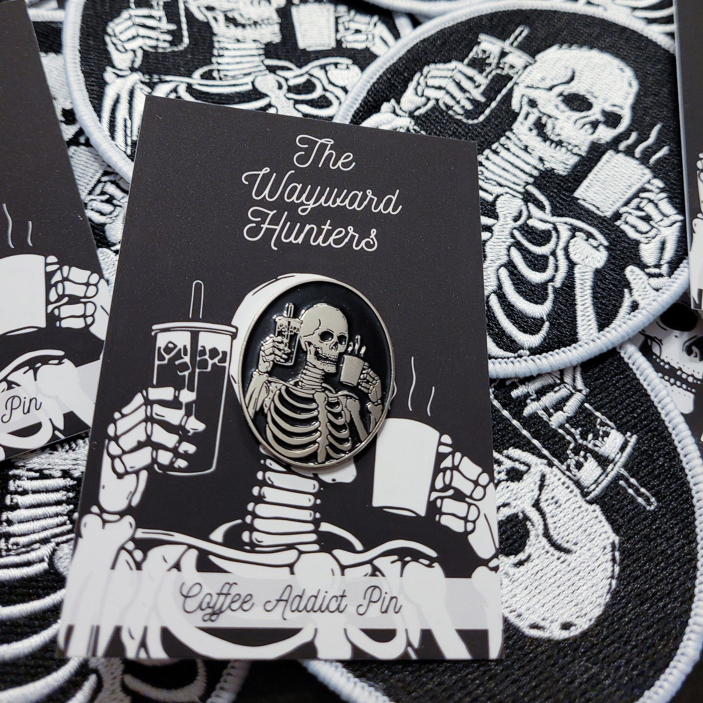 Coffee Addict Pin - Skeleton Coffee & Iced Coffee Enamel Pin