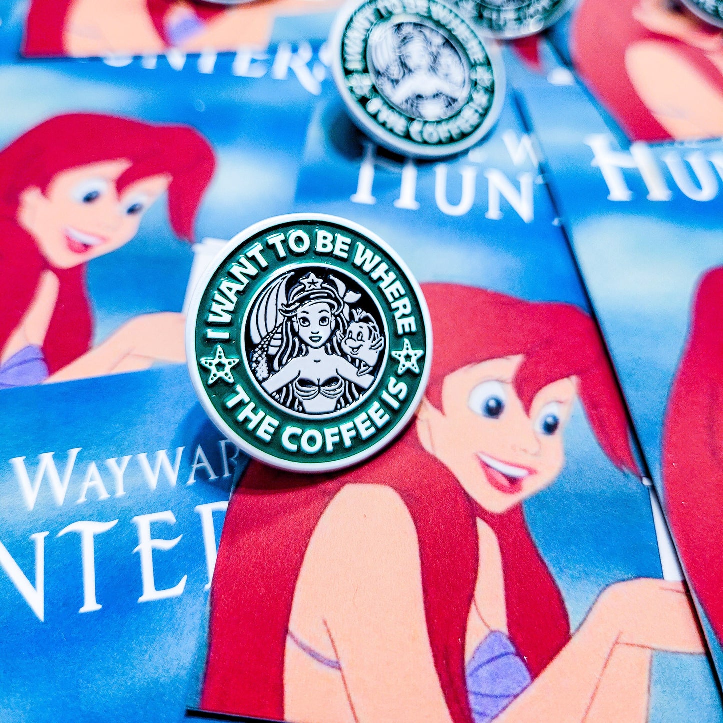 Mermaid I wanna be where the coffee is | Little Mermaid Starbucks inspired pin | Cute Coffee Pin