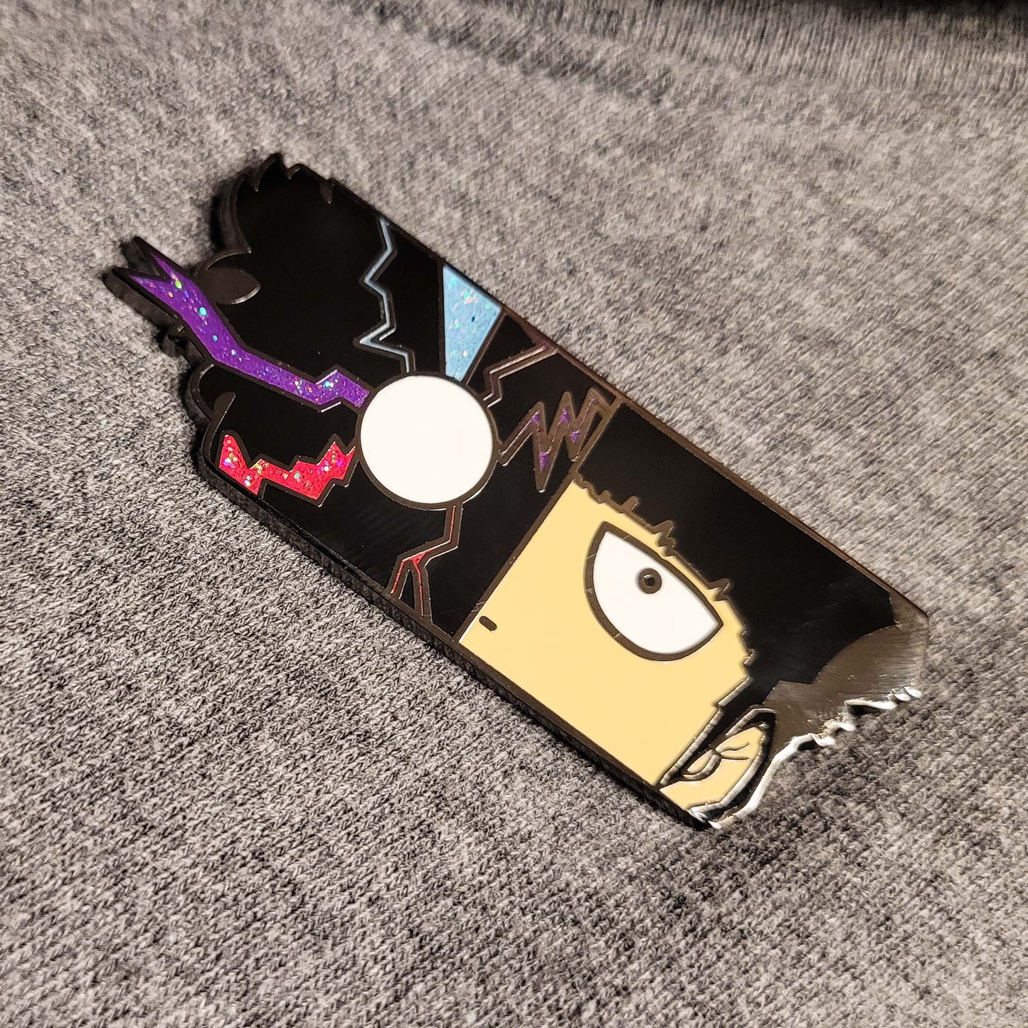 Psychic Boy Anime Inspired Hard Enamel Pin - Psycho Helmet Leader - Psycho Powers Boy Glitter Enamel Pin