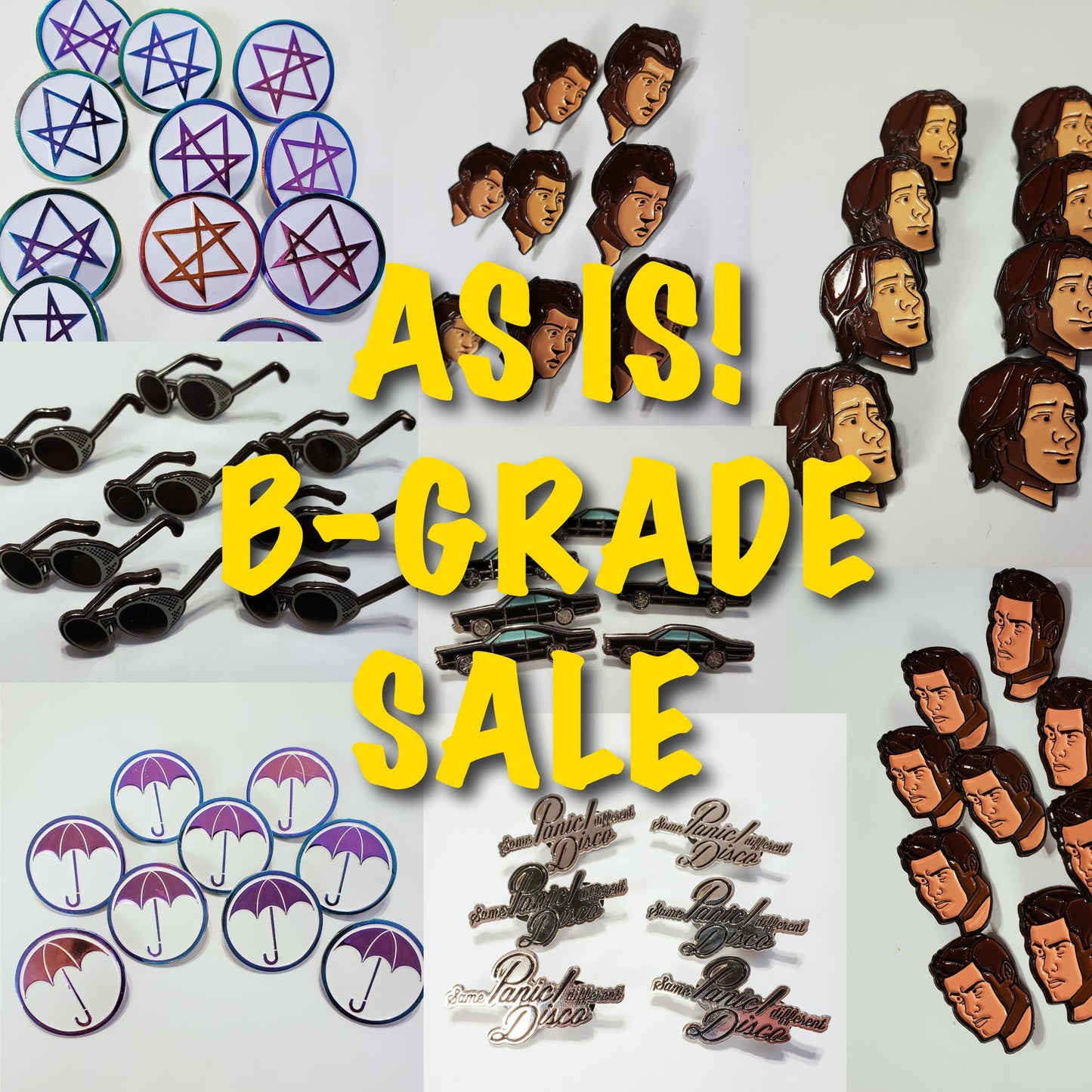 As Is Pins - Supernatural - Panic at the Disco - Umbrella Academy - Good Omens - AS IS - B Grade Lapel Pins