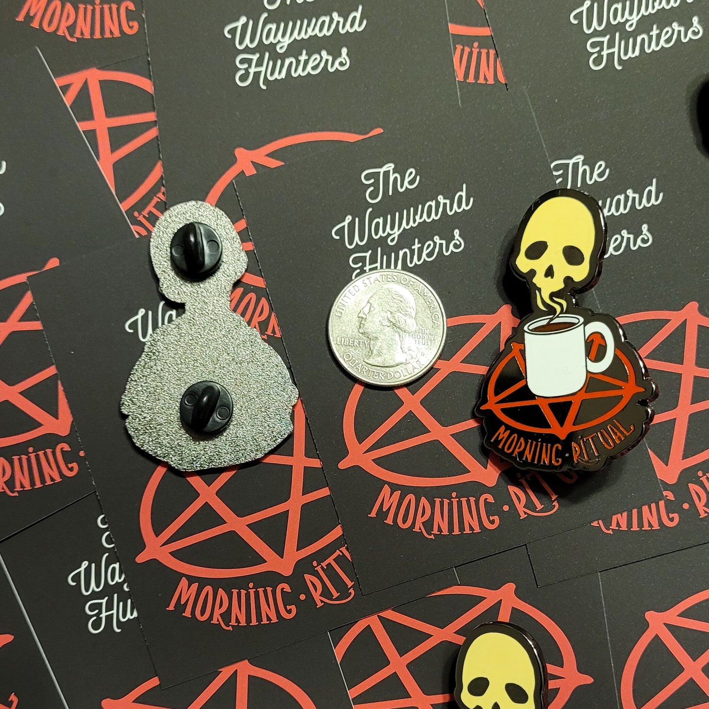 Morning Ritual - Coffee Skull Pin - Hard Enamel Lapel Pin - Coffee Pin