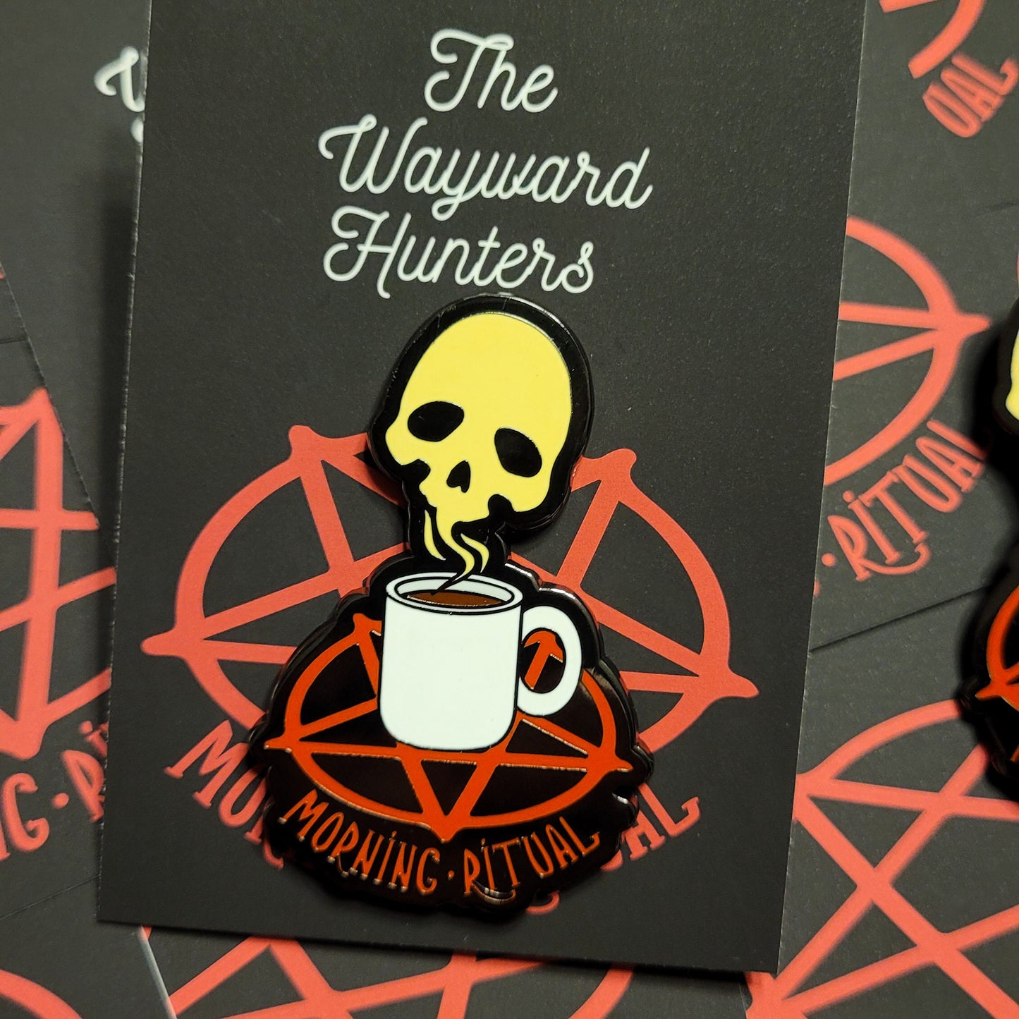 Morning Ritual - Coffee Skull Pin - Hard Enamel Lapel Pin - Coffee Pin