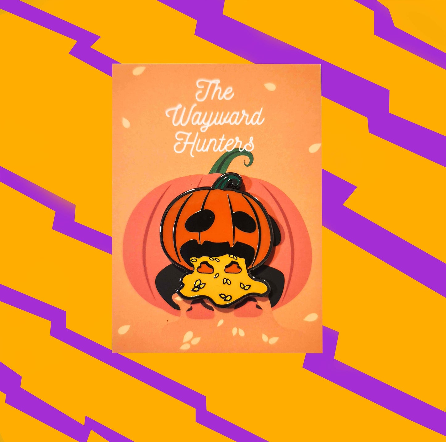 Halloween Pumpkin Guts lapel Pin- Quirky Pumpkin Guts Lapel Pin - Halloween Humor Hard Enamel Pin