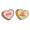 Valentine's Day Candy Nope and Go Away Heart Patch Combo - Anti Valentine's Day Iron On Patches