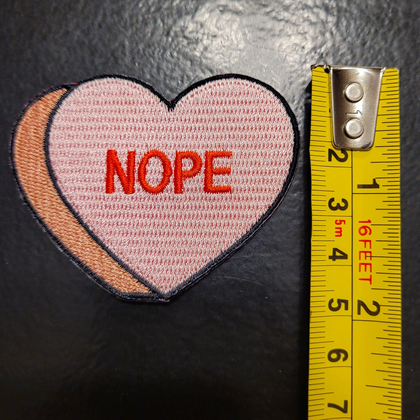 Valentine's Day Candy Nope and Go Away Heart Patch Combo - Anti Valentine's Day Iron On Patches