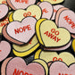 Valentine's Day Candy Nope & Go Away Heart Pin and Patch - Anti Valentine's Day Combo Enamel Pin and Patch Set
