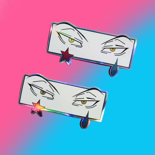Anime Hunter Clown Eyes Holographic Sticker -  Anime Manga Stickers - Hunter Anime Holo Sticker - 2 Stickers