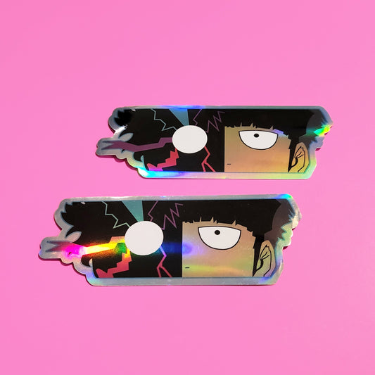 2 Psychic Boy Anime Inspired Holographic Stickers - Psycho Helmet Leader - Psycho Powers Boy Holo Sticker - 2 Stickers