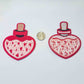 Love's Elixir COMBO: Pink Heart-shaped Enamel Pin and Patch of Enchantment - Love Hard Enamel Pin - Magical Potion Pin & Patch Combo