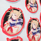 Cute Blood Villain Anime Girl Stickers - Anime Waifu - Crazy anime girl - Anime Manga Stickers