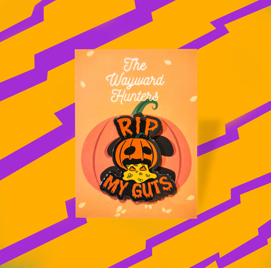 Halloween Pumpkin - R.I.P MY Guts lapel Pin- Quirky Pumpkin Guts Lapel Pin - Halloween Humor Hard Enamel Pin