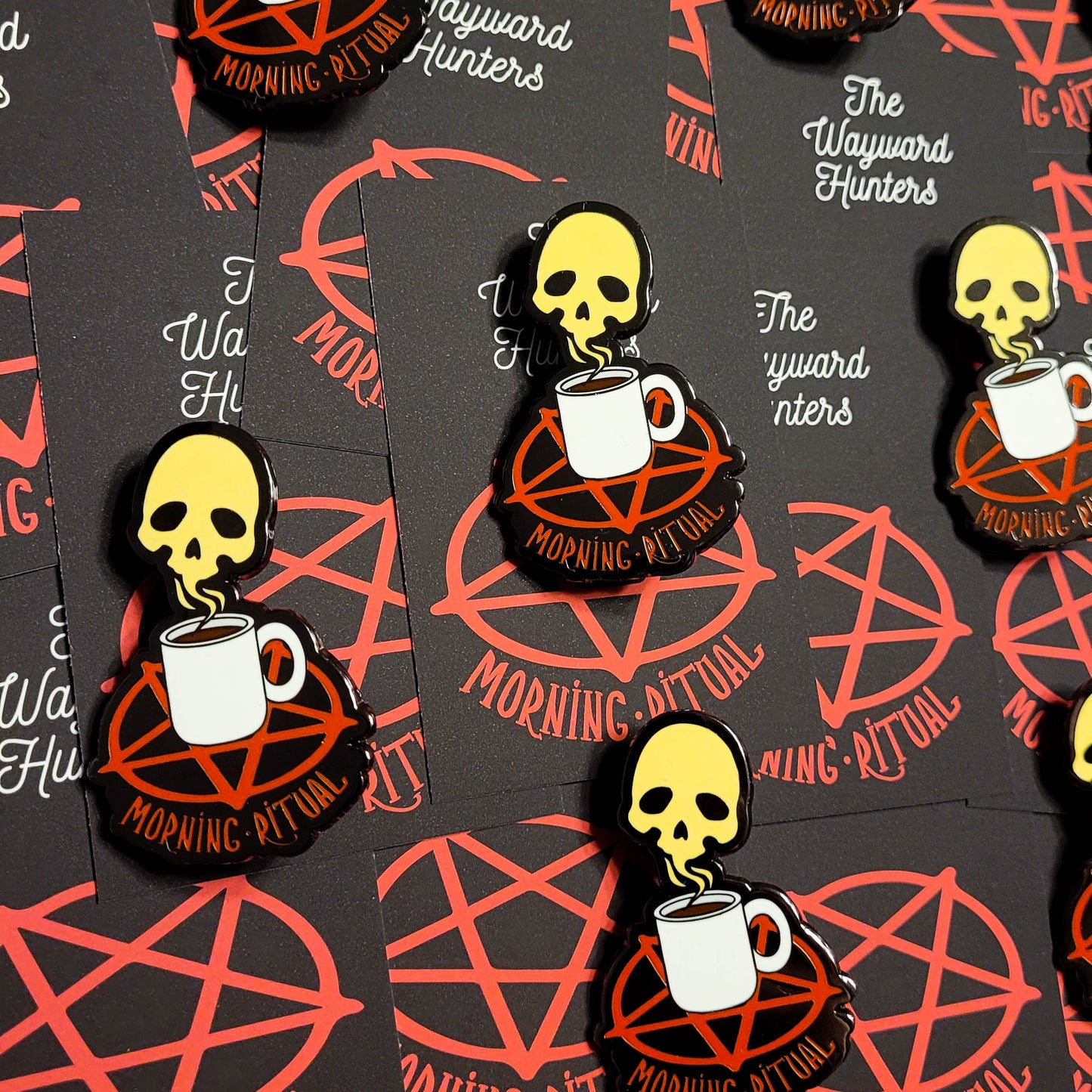 Morning Ritual - Coffee Skull Pin - Hard Enamel Lapel Pin - Coffee Pin