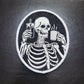 Coffee Addict Pin & Patch Combo -  Skeleton Coffee and Iced Coffee Enamel Pin and Iron-on Patch