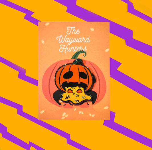 Halloween Pumpkin Guts lapel Pin- Quirky Pumpkin Guts Lapel Pin - Halloween Humor Hard Enamel Pin